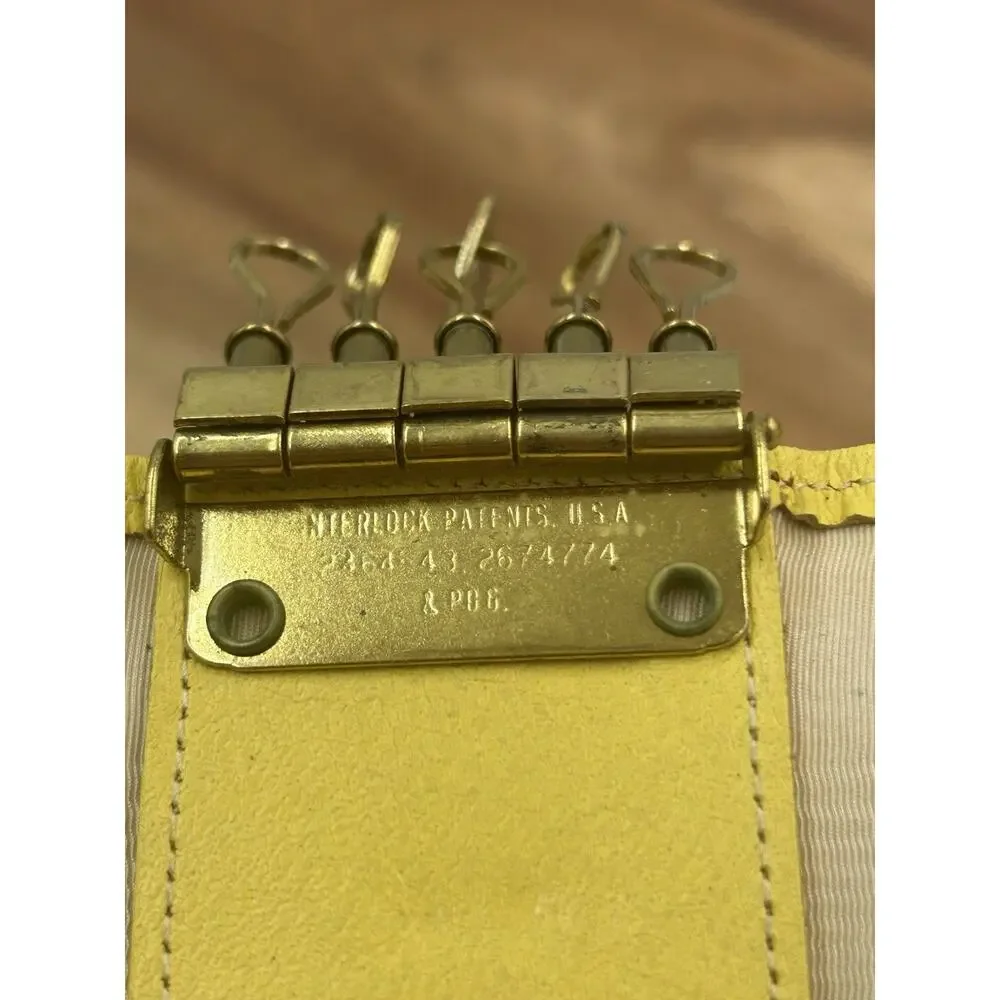 Vintage Rolfs Cowhide Leather Key Case Wallet Yellow 5 Hook Key Holder USA